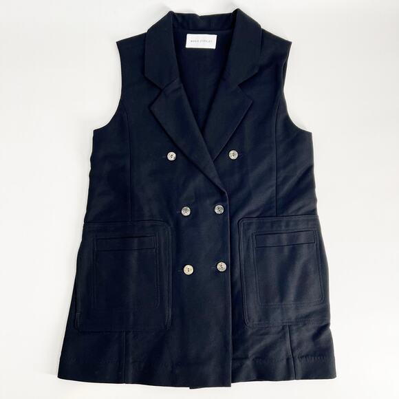 Maria Stanley Jackets & Blazers - Maria Stanley Asche Waistcoat Vest Women S Black Double Breasted Organic Cotton